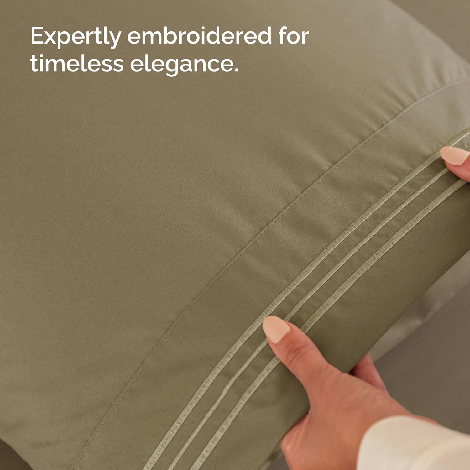 King Size Flat Bed Sheet + 2 Pillowcases Bundle - Hotel Luxury Single Flat Bottom Sheet Only - Fits Mattresses with Deep Pockets between 8 to 16 inches - Ultra Soft, Breathable & Wrinkle Free - Khaki