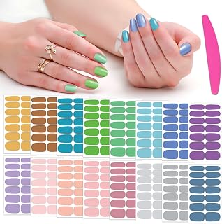 SILPECWEE Vitality Nail Wraps for Women Solid Color Nail Polish Strips Self Adhesive Nail Polish Stickers Gel Nail Strips Nail Art Accessories with 1pc Nail File (16 Sheets)