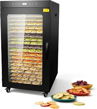 Hakka Commercial Food Dehydrator Machine, 20 Trays Professional Fruit Dryer for Dried Jerky/Meat/Vegetables/Fruits/Meat/Dog Treats/Herbs, Stainless Steel, 2000W