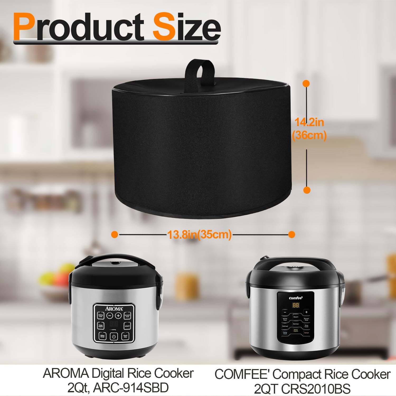 NUENSS-ROR Dust Cover for 2 QT Rice Cooker Heavy Duty Thickened Waterproof Dustproof Slow Cooker Cover Case for AROMA Digital Rice Cooker 2Qt ARC-914SBD?COMFEE' Compact Rice Cooker 2QT (Black)