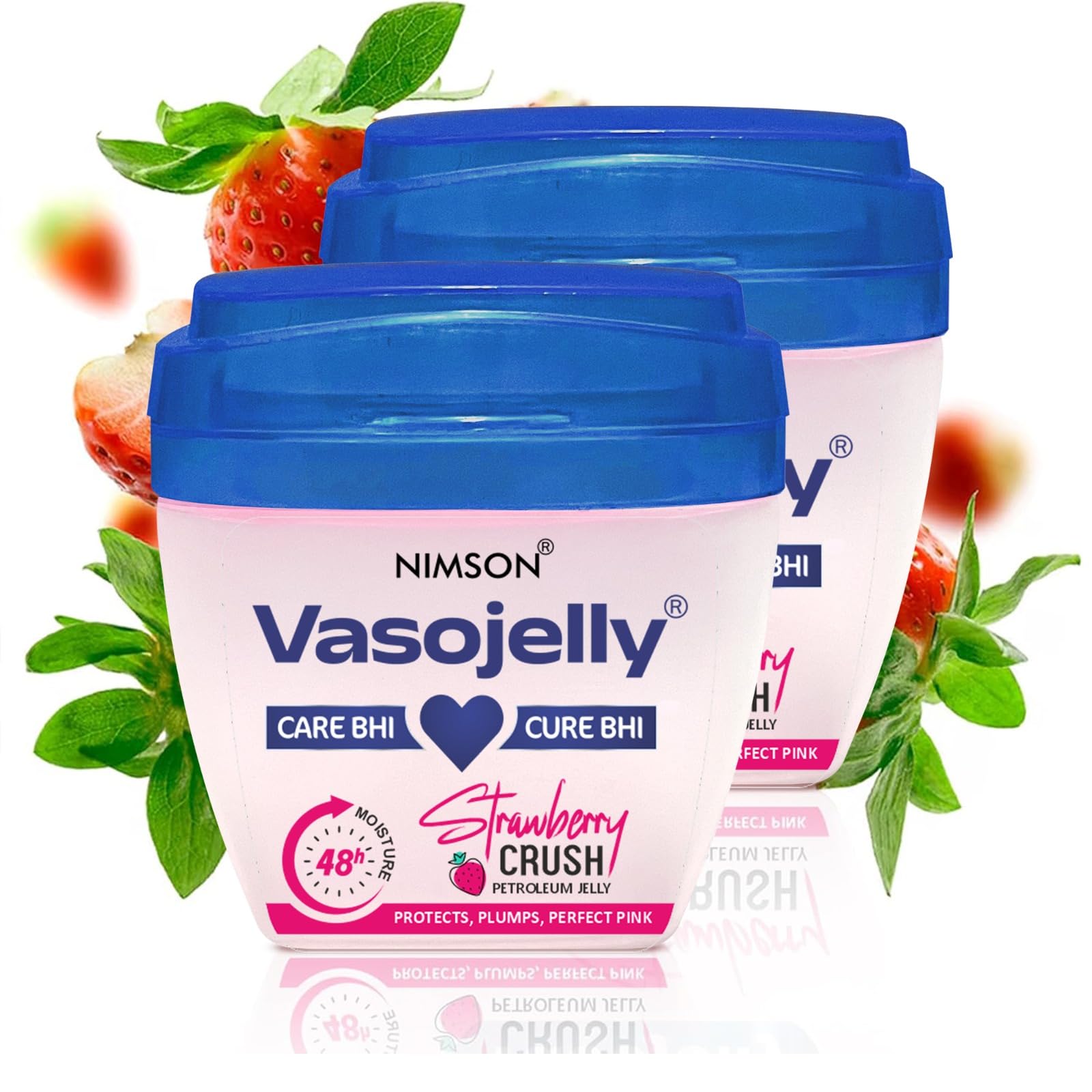 Nimson Vasojelly Strawberry Crush Petroleum Jelly, 48-hour moisturisation, For perfect, pink, and plump skin - 50ml (Pack of 2)-image-19