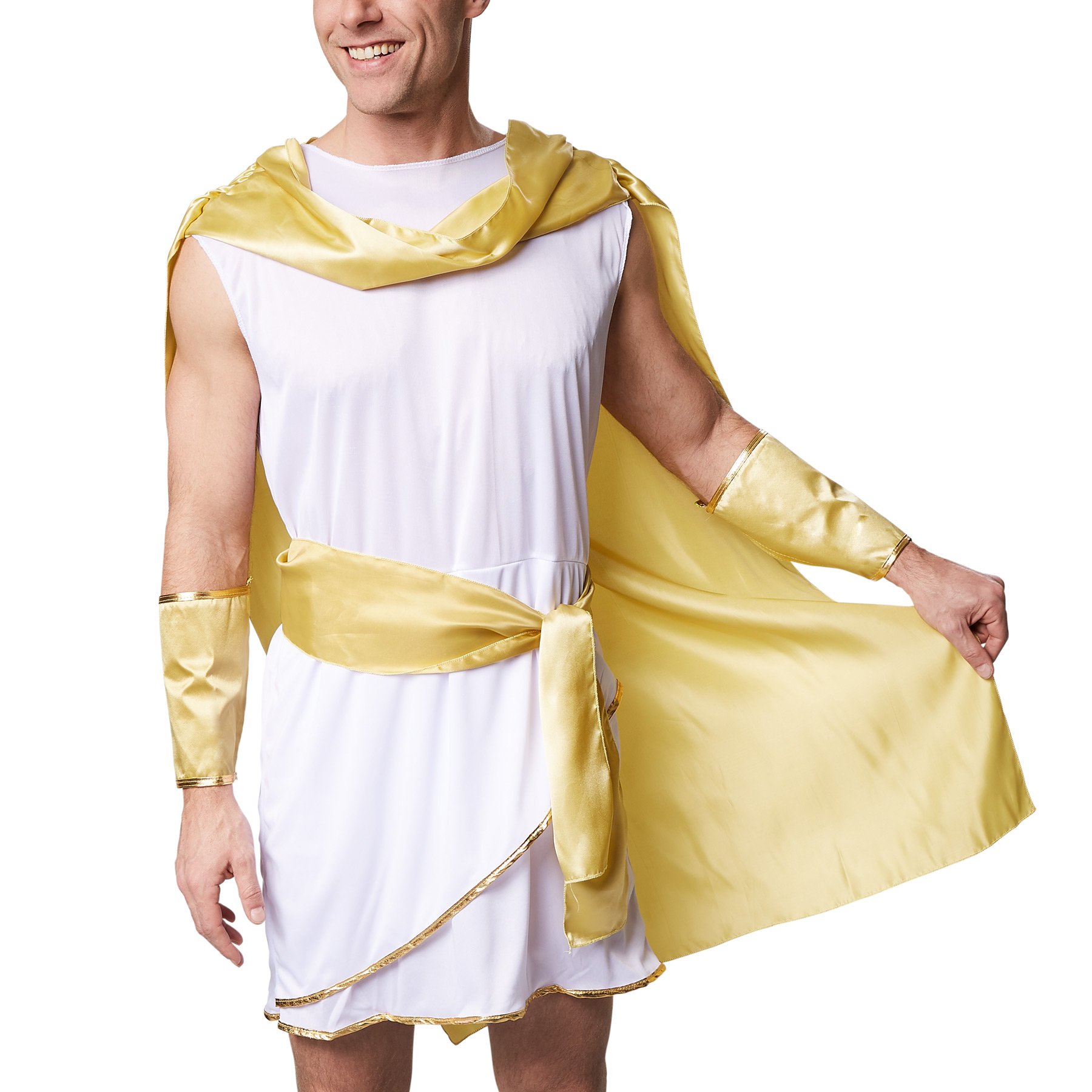 TecTake dressforfun Déguisement de souverain Romain Homme Empereur | Une Cape Cousue sur la toge et des Bordures dorées sur la toge et aux Ourlets | avec Magnifique Ceinture à Nouer (XL | no. 300341)