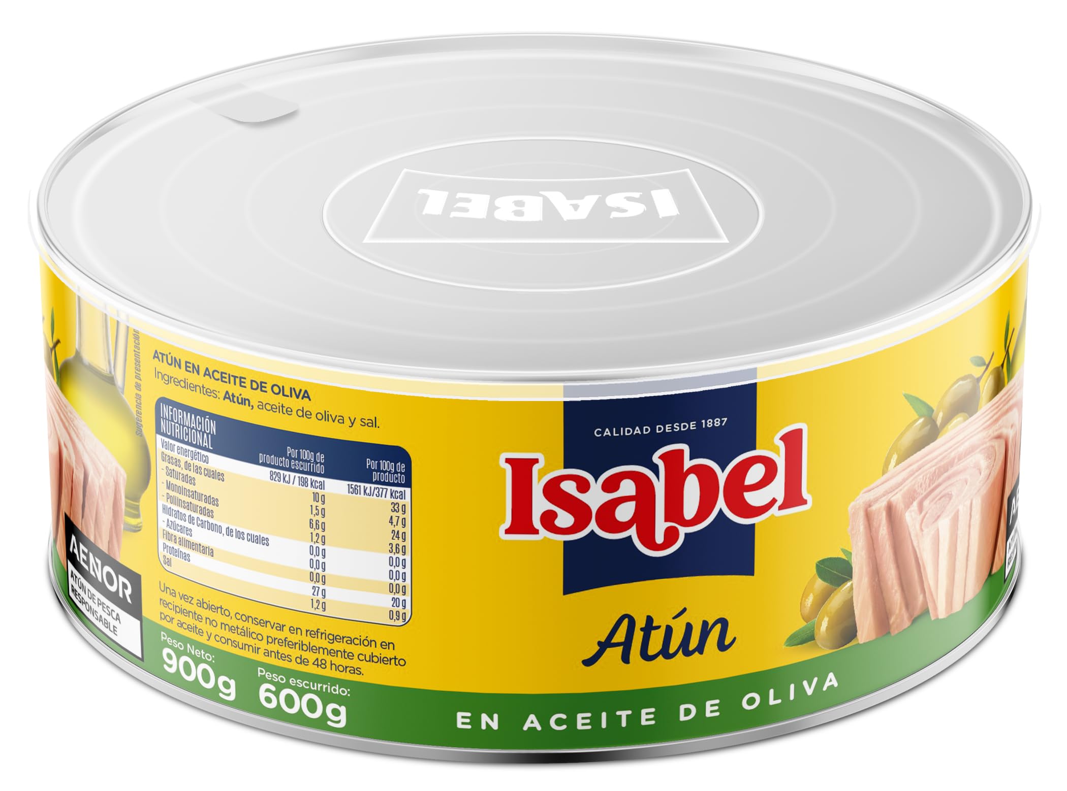 Isabel Atún en aceite de oliva, lata ahorro de 900gr