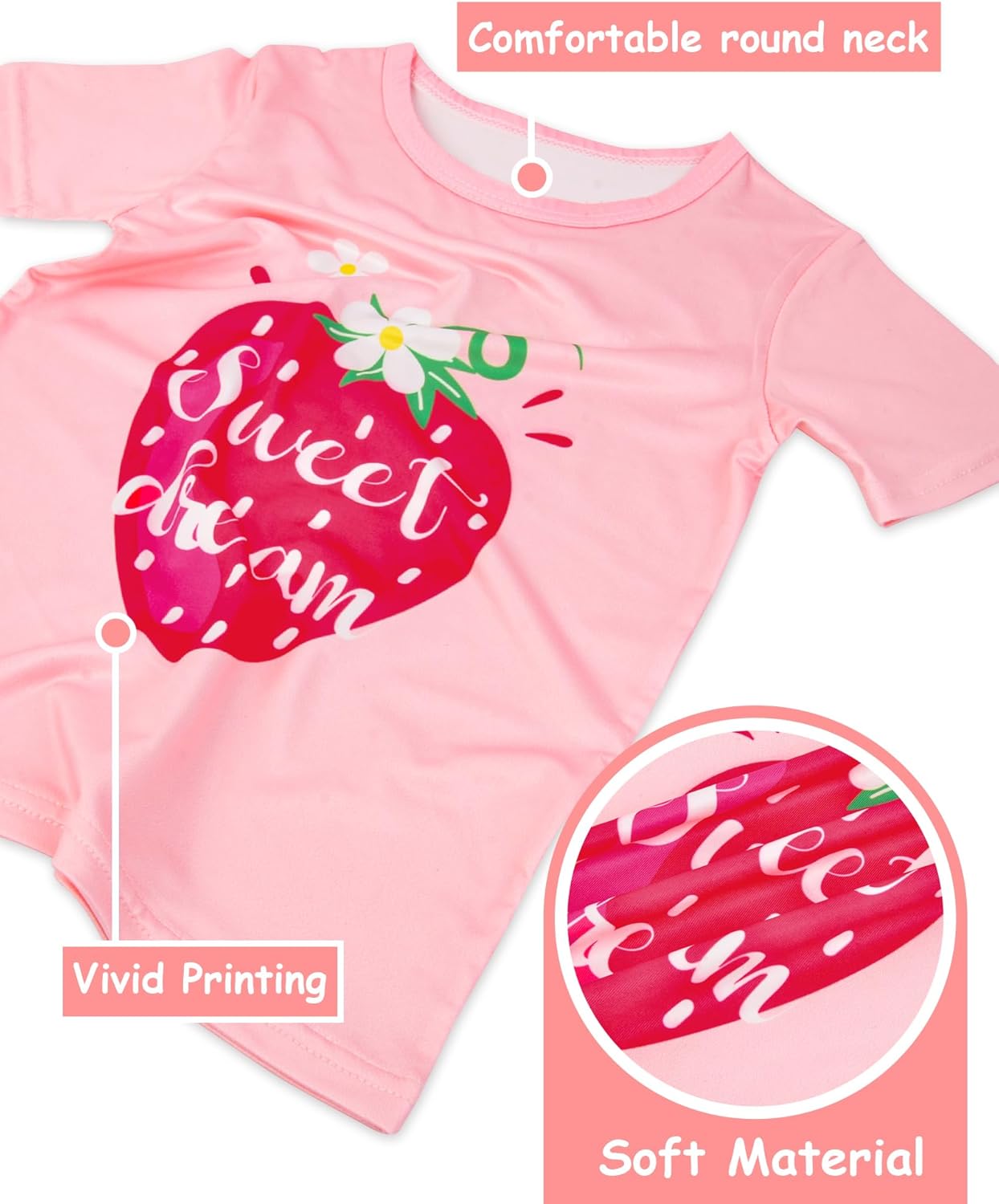 Nidoul Girls Pajamas Short Sleeve Toddler Summer Pjs Girls' Sleepwear 2 Pieces Lounge Sets Kids Clothes 3T-14Y - Image 5