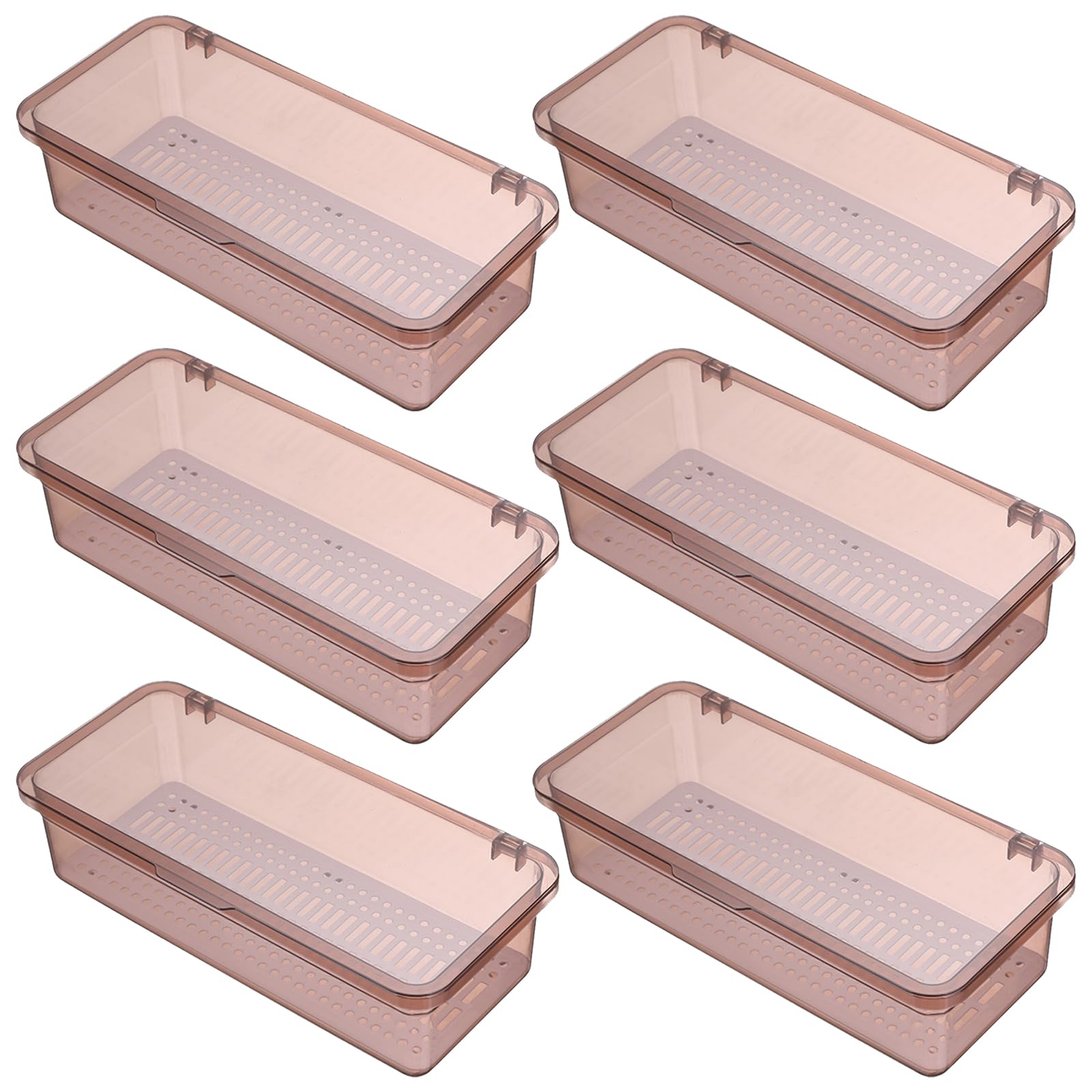 HDOYTXXM Stackable Drain Canisters 6 Part Set Drying Rack Plan Impermeable Lid Kitchen Tool Planner Polystyrene Drawer Storage Container for Utensils