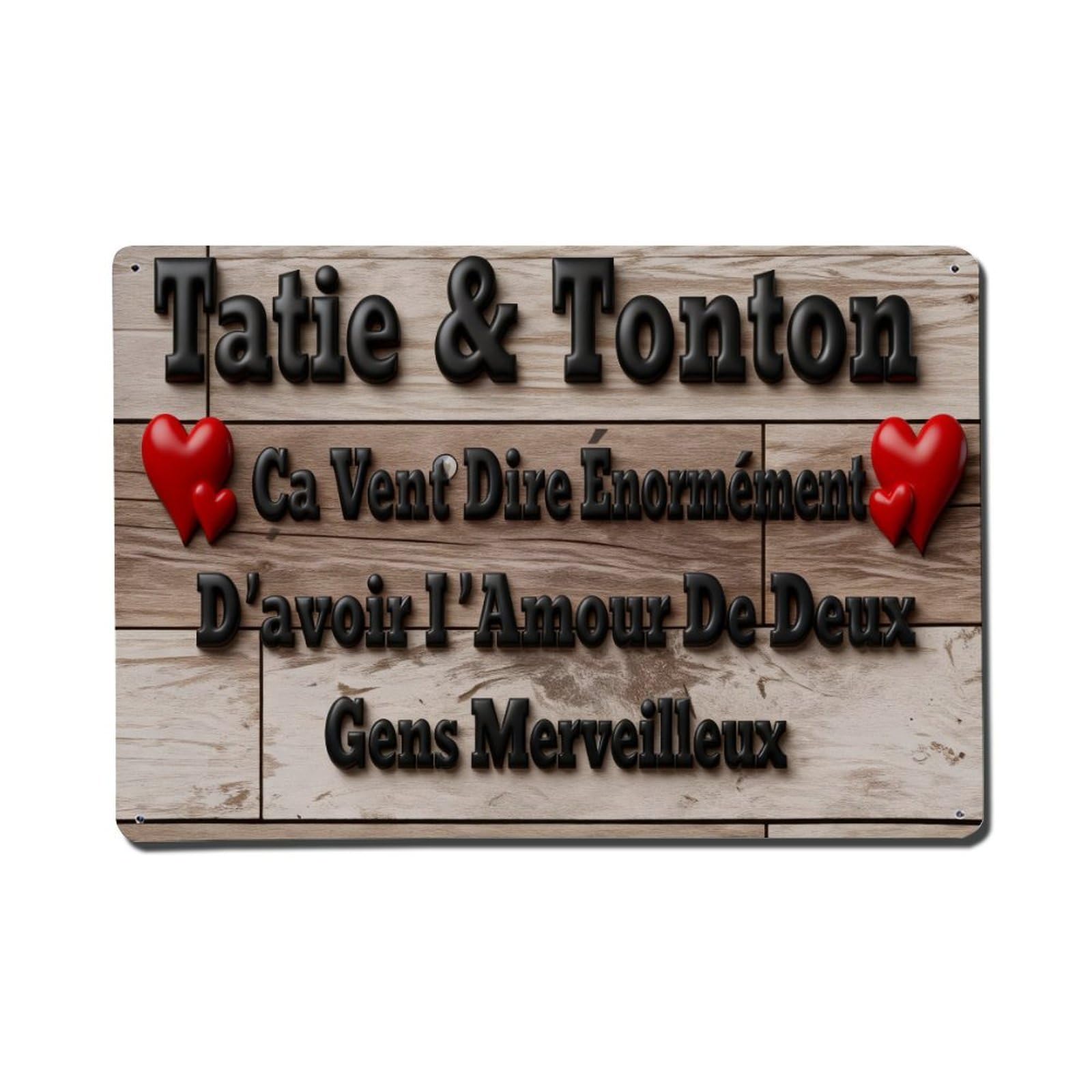Auntie Uncle Love Heart Wood Metal Tin Sign Plaque
