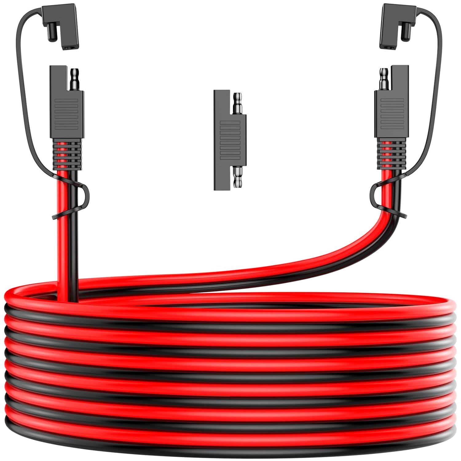 10AWG 15FT SAE Extension Cable, SAE Connector Extension Cable Quick Disconnect Wire Harness with Polarity Reverse Adapter for Solar Panel, Battery, Motorcycle, Car, RV, Truck
