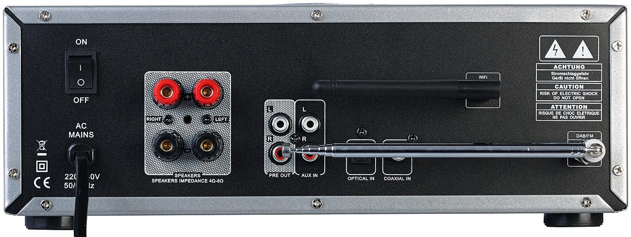 VR-Radio HiFi Anlage: Micro-Stereoanlage: Webradio, DAB+, CD, Bluetooth, App, 300 W, Silber (Minianlage, Web Radio, Uhr)