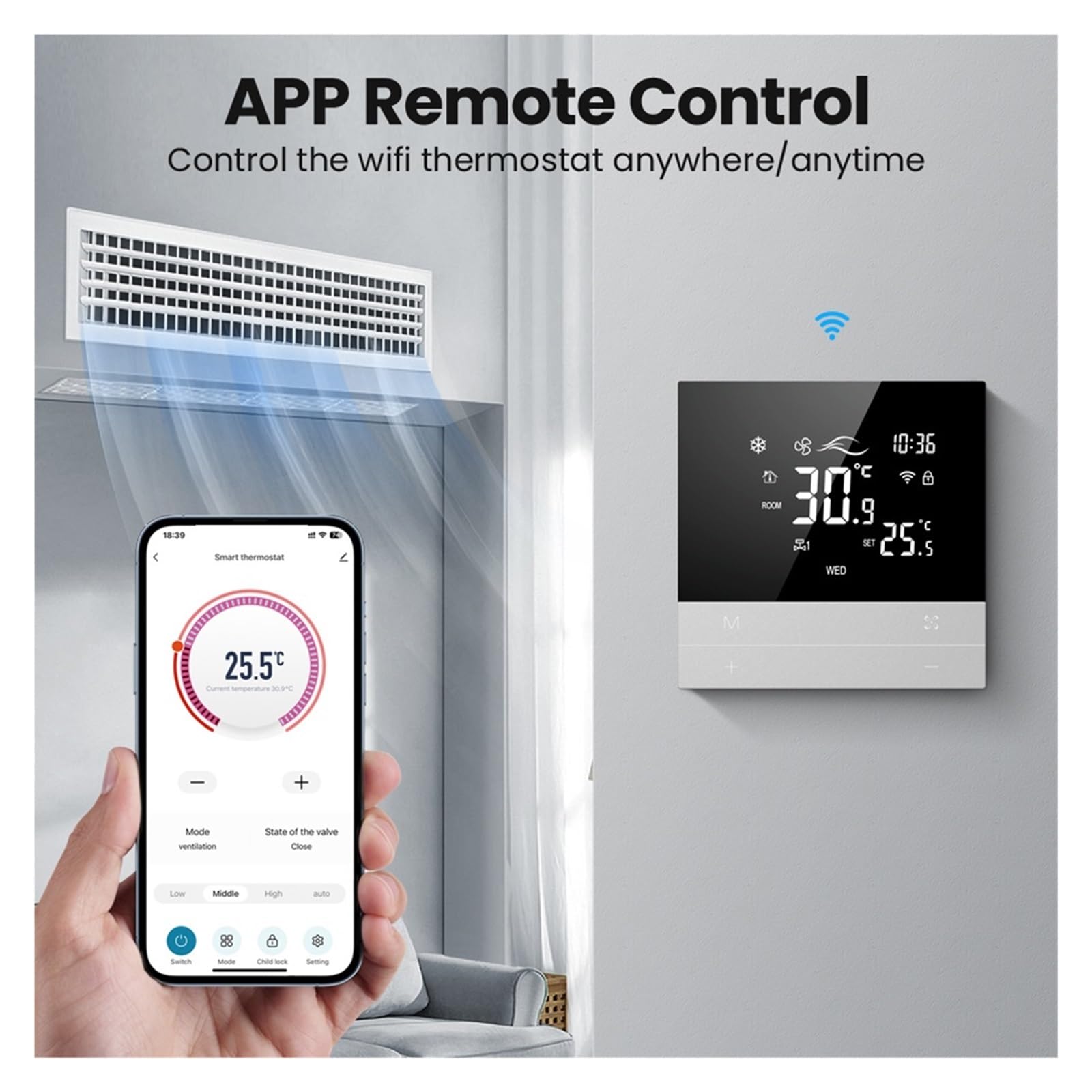 Inteligentny termostat WiFi Regulator temperatury Wody Elektryczne ogrzewanie podłogowe Sterowanie klimatyzatorem Praca Precyzja łatwość Konfiguracji(WiFi-4P)