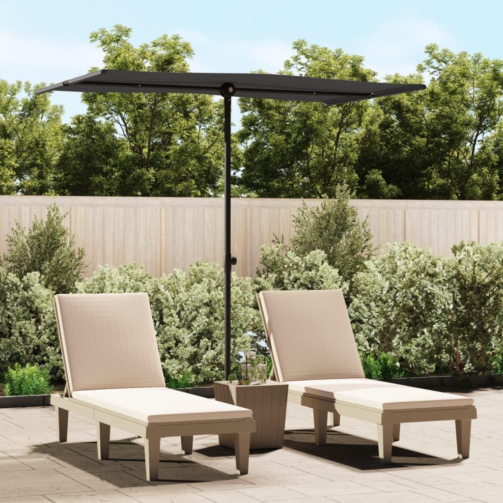 Parasol de jardin Solivagant en aluminium noir 180x110 cm pour terrasse