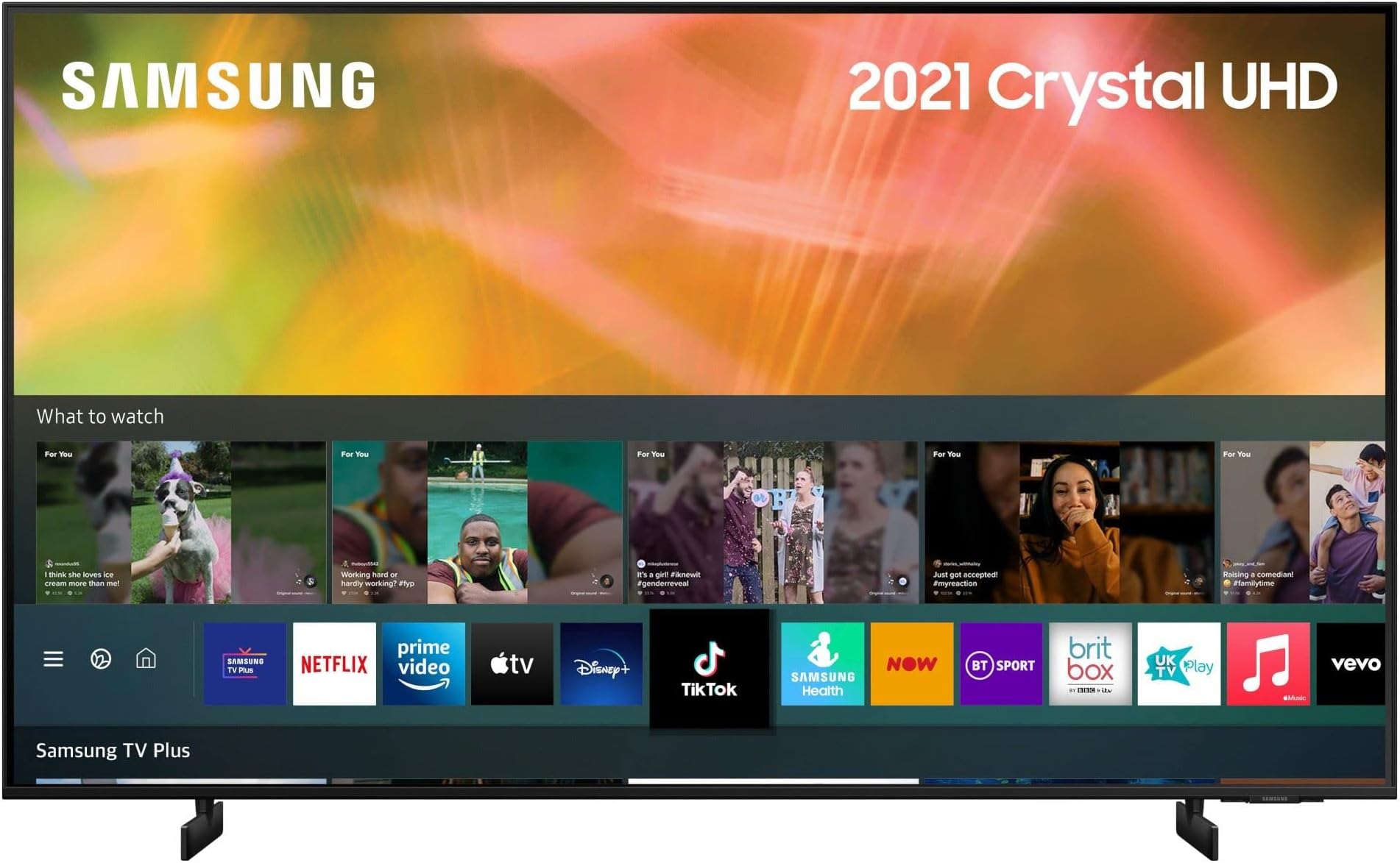 Samsung AU8000 43 Inch Smart TV (2021) - Crystal 4K AirSlim Smart TV with HDR10+, Built in Alexa, Dynamic Crystal Colour, Adaptive Sound, Motion Xcelerator, Samsung Q-Symphony Audio - UE43AU8000KXXU