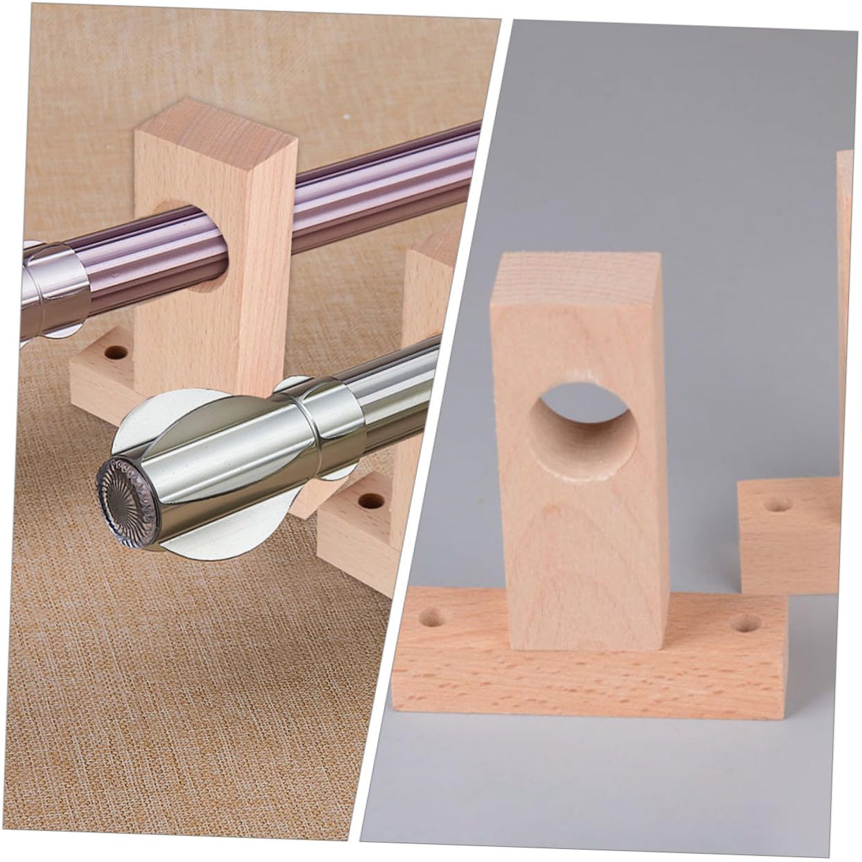 SOLUSTRE Supporti per Asta per Tende in Legno 4 Pezzi 2,5 Cm e 3 Cm, Staffe per Bastoni da Parete Elevata capacità Portante per Soggiorno e Camera da Letto