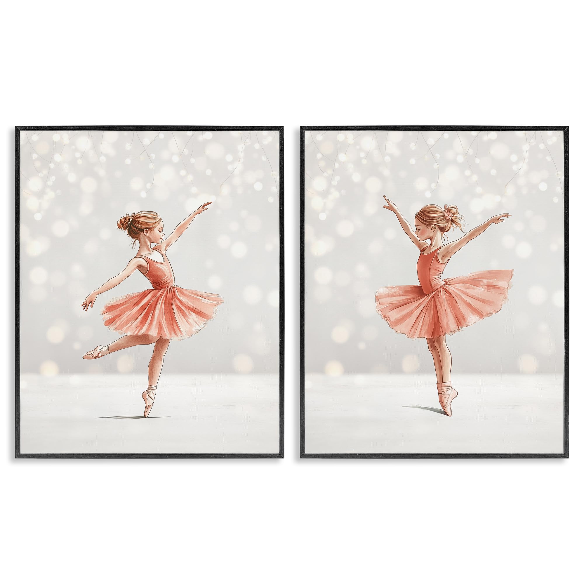 Stupell Industries Midnight Black (Textured) 'Dancers In The Light', 2Pc Framed Giclee Art Set 2, Black, 24 X 30 Inches, Easy To Hang And Sturdy, Made In Usa, By Christine Simpson Art