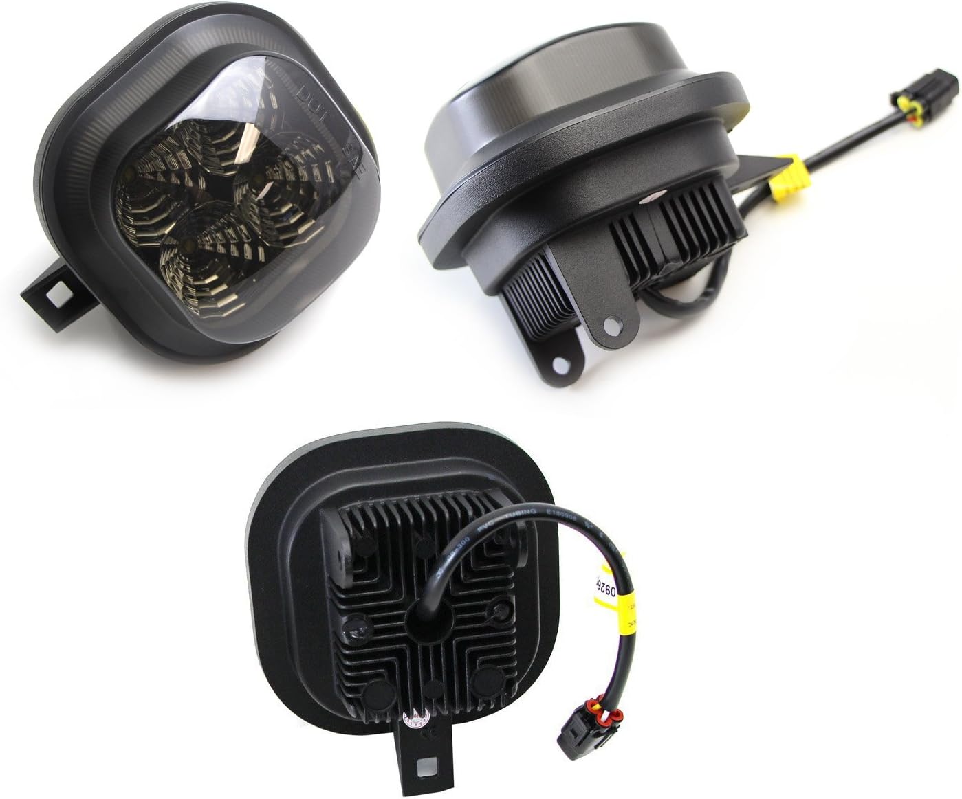 iJDMTOY Smoked Lens High Power Full 2x2 LED Fog Light Kit Compatible with Ford 1999-2004 F250, 2001-2004 F350 F450 & Excursion, 40W LED Fog Lamp Assemblies, Foglight Bezels, Relay Wire On/Off Switch