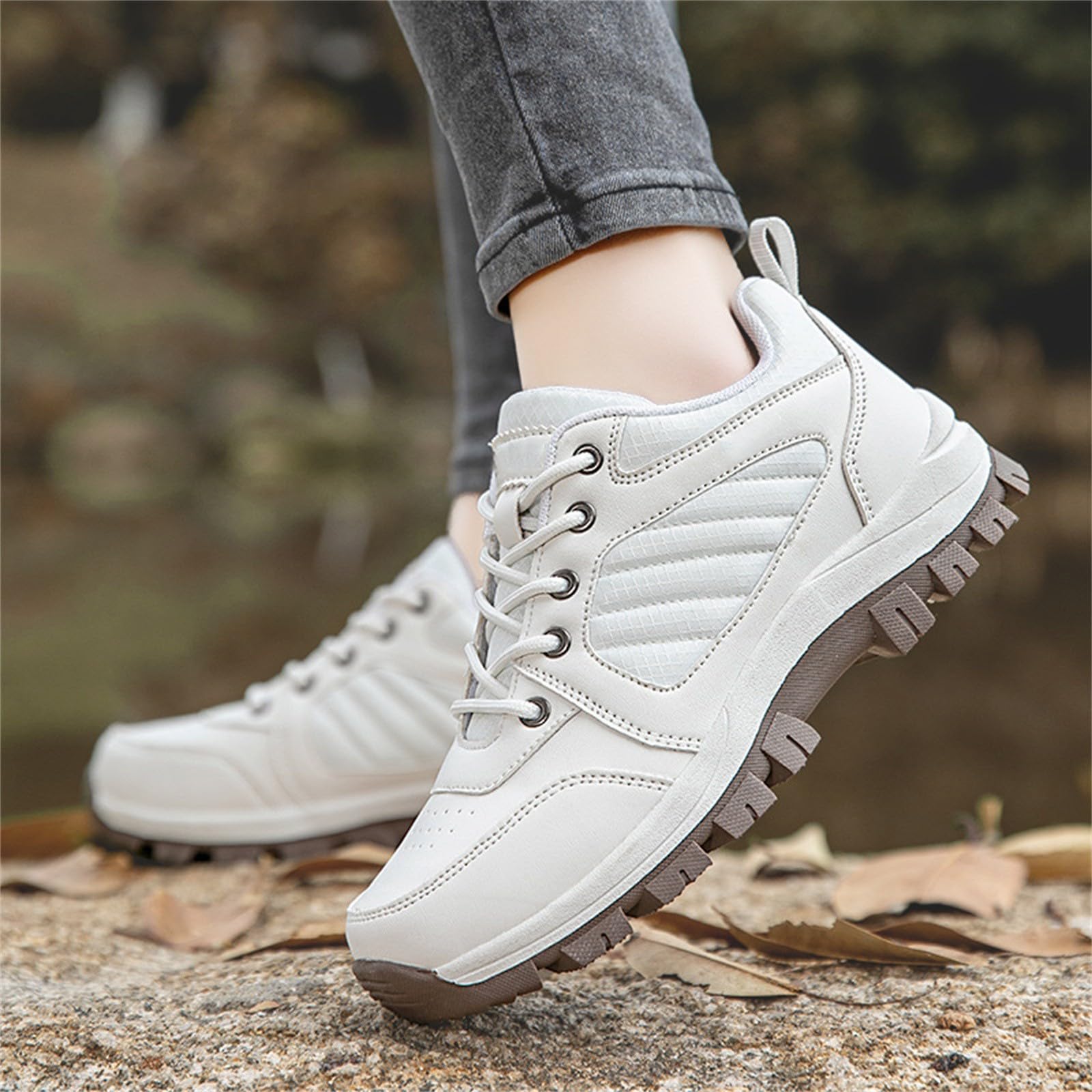 Zapatillas de senderismo impermeables para mujer, color beige
