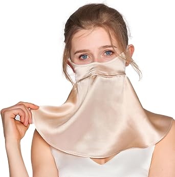 UPF 50+ Pure Silk Face Cover UV Protection Sunscreen Sun Protection Face Mask Reusable Sport Face Scarf Mask for Women