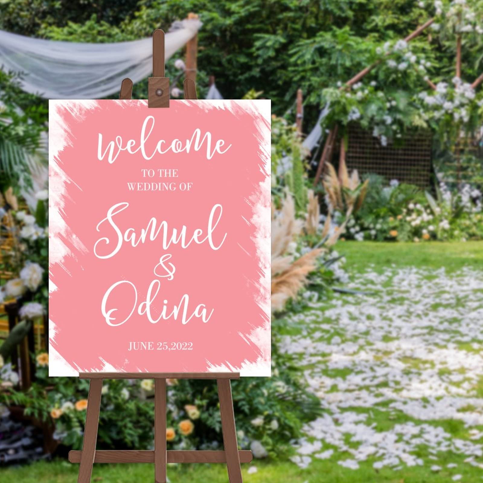 Custom Welcome to The Wedding of Sign Custom Made Any Name Nowoczesna kaligrafia znak kaligrafia znak powitalny prezent ślubny powitalny tablica ślubna 45 cm x 61 cm