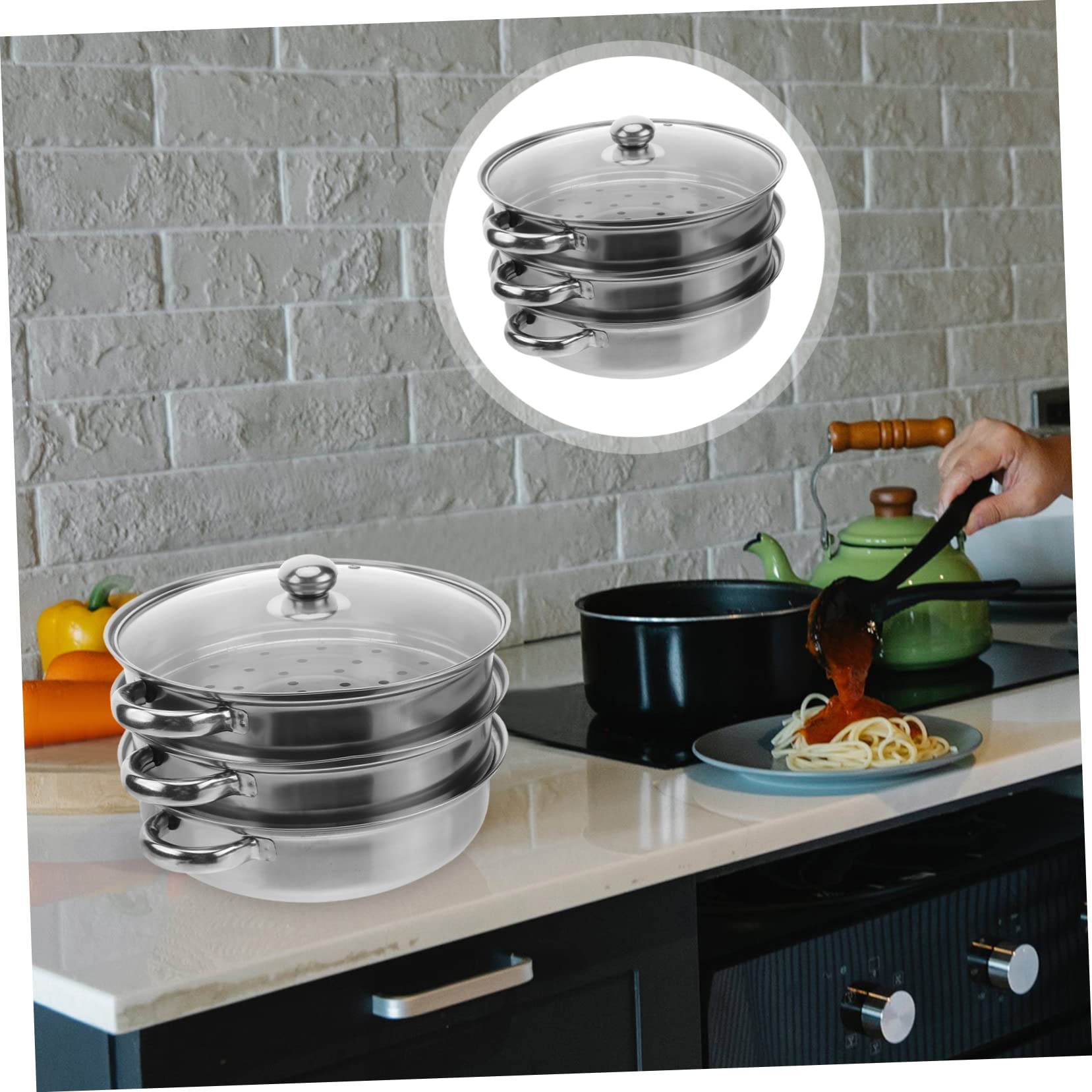 Vaporera de Verduras Vaporeras de Verduras Vaporera de Metal Vaporera de Pasta Olla de Acero Inoxidable Cesta de Vapor