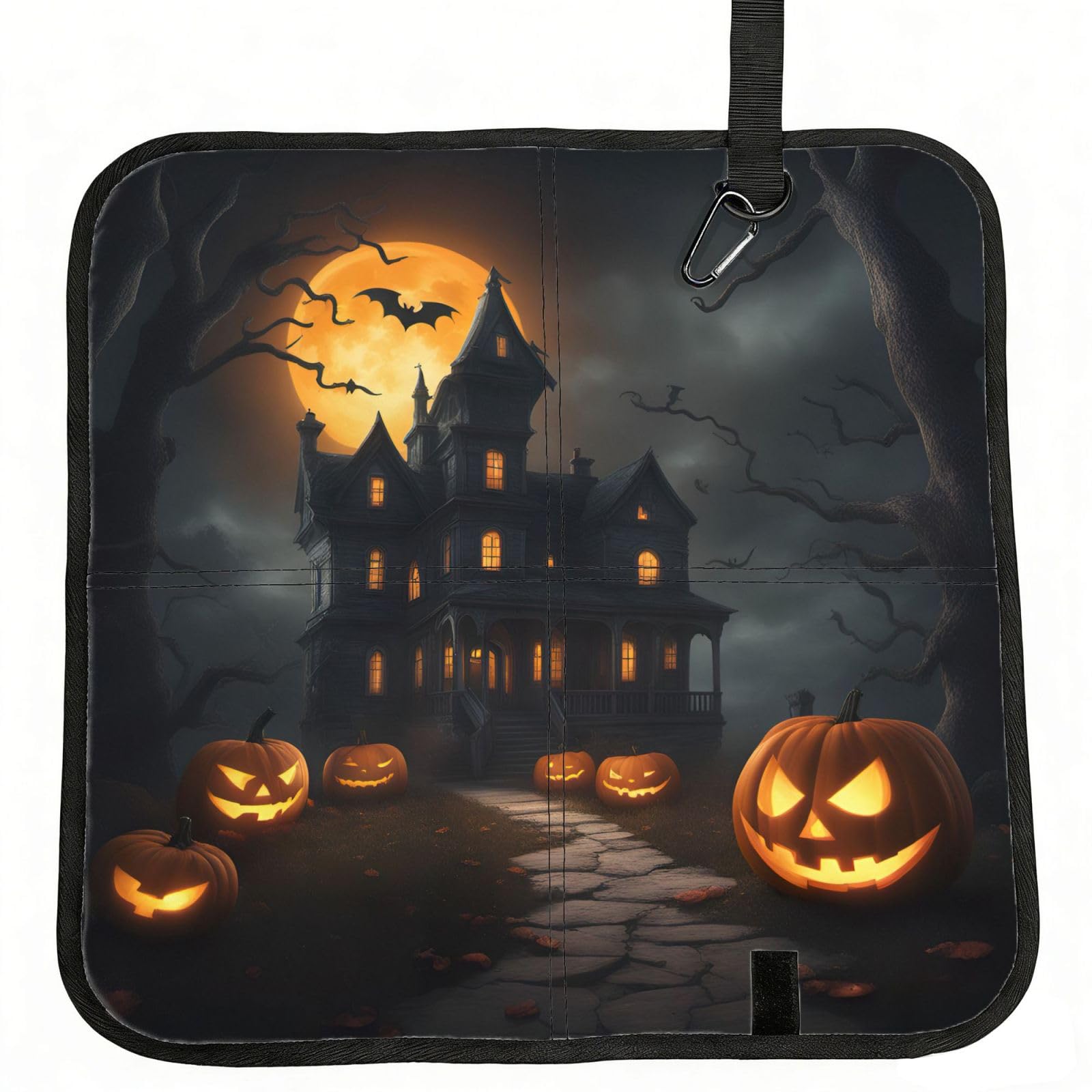 UVBDF Halloween Horror Print Outdoor Sitting Cushion Folding Seat Pad Compact Portable Picnic Bench Cushion Mat