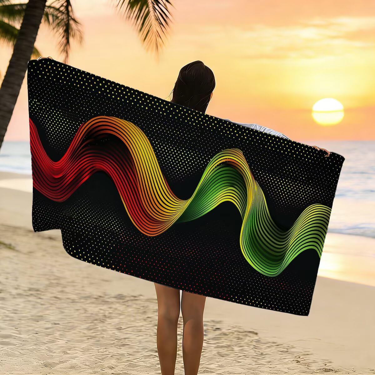 Strandtuch Mikrofaser Handtücher Groß 90x200cm 2er Set, Schnelltrocknend Saunahandtuch Fitness Handtuch Schwarz, Saugfähig Badetuch Sporthandtuch, Sandfrei Strandtuch XXL, Geschenke für Frauen -4398