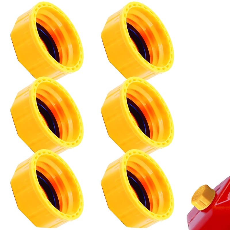 Kit com 6 Tampas de Reposição para Galões de Combustível, Rosca Grossa em HDPE com Junta de Vedação, Abertura de 44–46 mm, YG-6