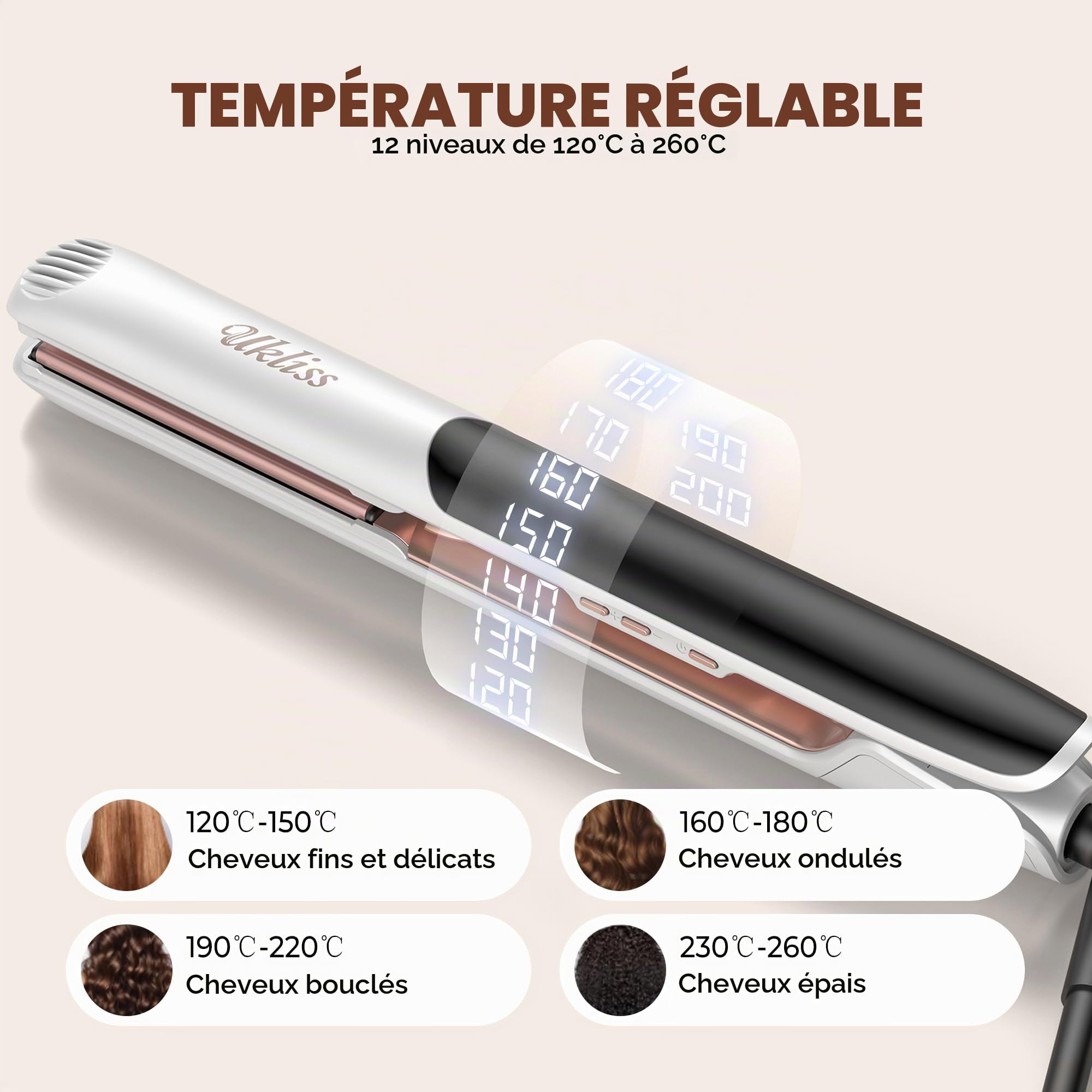 UKLISS Lisseur Cheveux 2 en 1, Fer à Lisser Céramique & Ionique