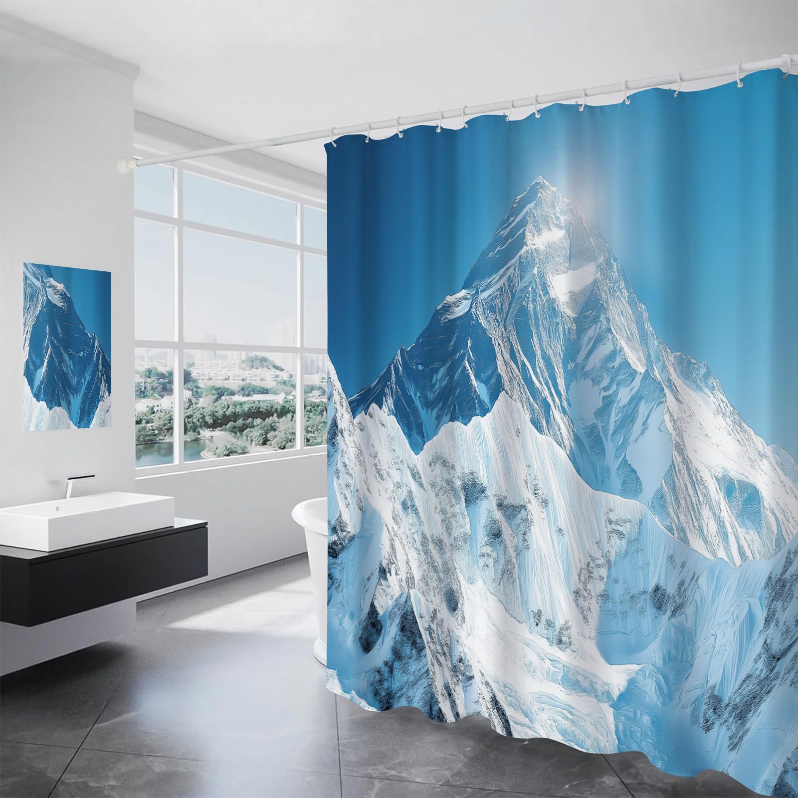 Rideau de baignoire design montagne textile lavable de qualité superiore