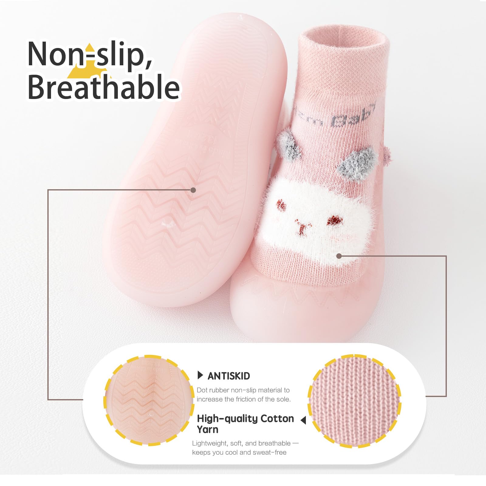 Baby Girls Boys First Walking Shoes Anti Slip Slippers Socks Barefoot Shoes Toddler Infant Non Slip Sole Shoes Breathable — view 4