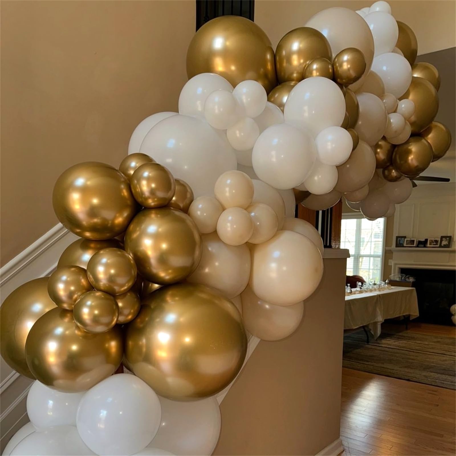 Luftballons Beige Gold, 60 Stück 12 Zoll Retro Nude Aprikose Weiß Sand Metallic Champagner Gold Helium Ballon mit Konfetti Latex Boho Ballons für Geburtstag Deko Bridal Babyparty Hochzeit Dekorations
