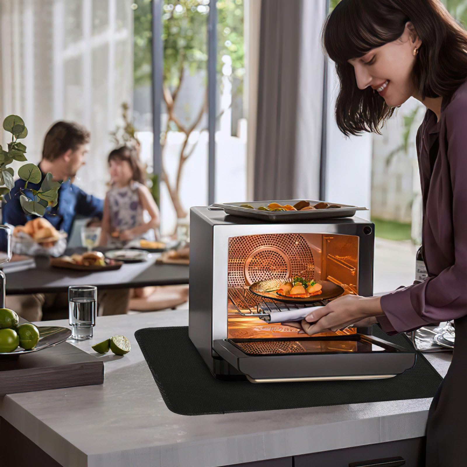 Hitzebeständige Unterlage 60x40cm - Schutzmatte Für Heißluftfritteuse & Herdplatten