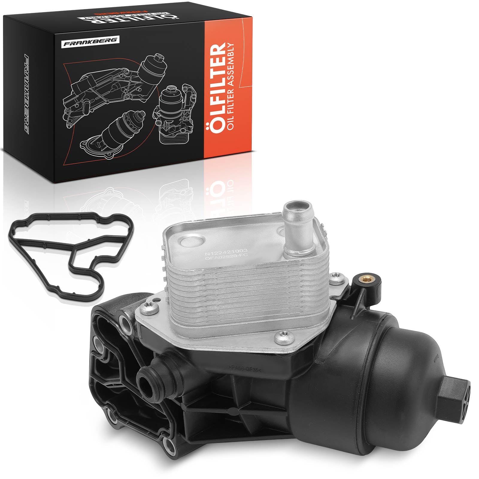 Frankberg Enfriador de aceite aceite de motor carcasa del filtro de | 263102A520; Compatible con: i30 GD, Río III UB, Alma AM, Venga YN, iX35 EL ELH LM, iX20 JC, Río II JB