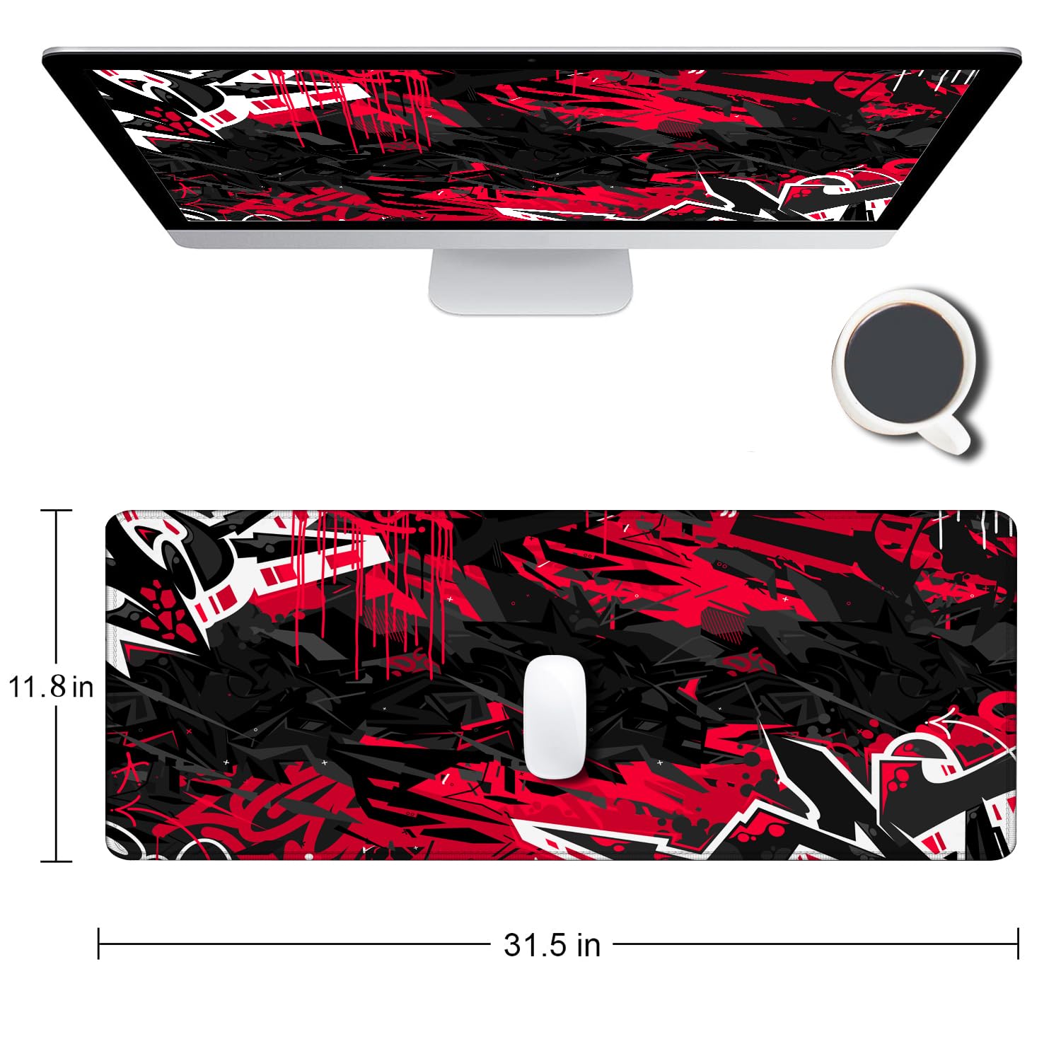 Rozszerzona podkładka pod mysz do gier, XXL, duża długa podkładka pod mysz pod klawiaturę komputerową, podkładka na biurko do gier biurowych, laptop, 30 x 10 cm, antypoślizgowa gumowa