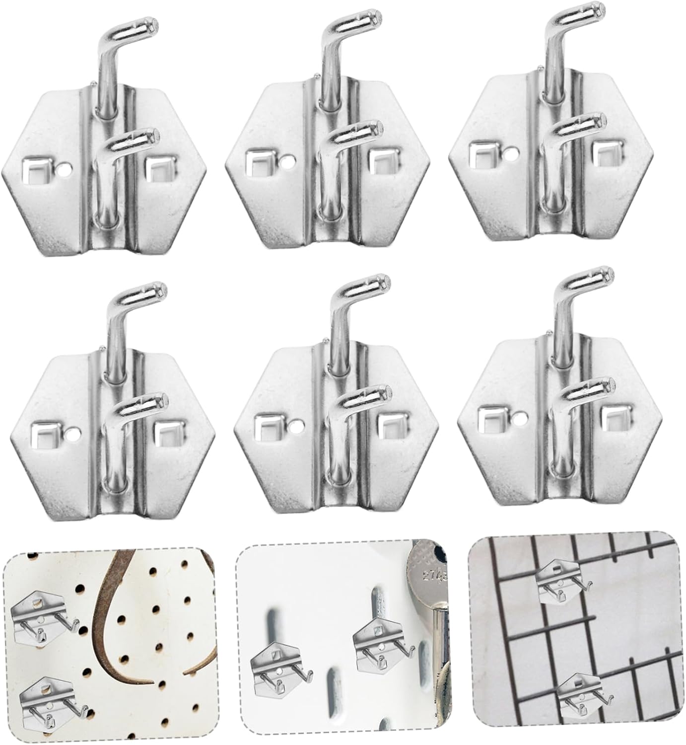 6pcs Pegboard Hooks Heavy Duty Utility Hangers for Garage Storage Space-efficient Metal Tool Organizers for Pegboard System Easy to Clean and Maintain