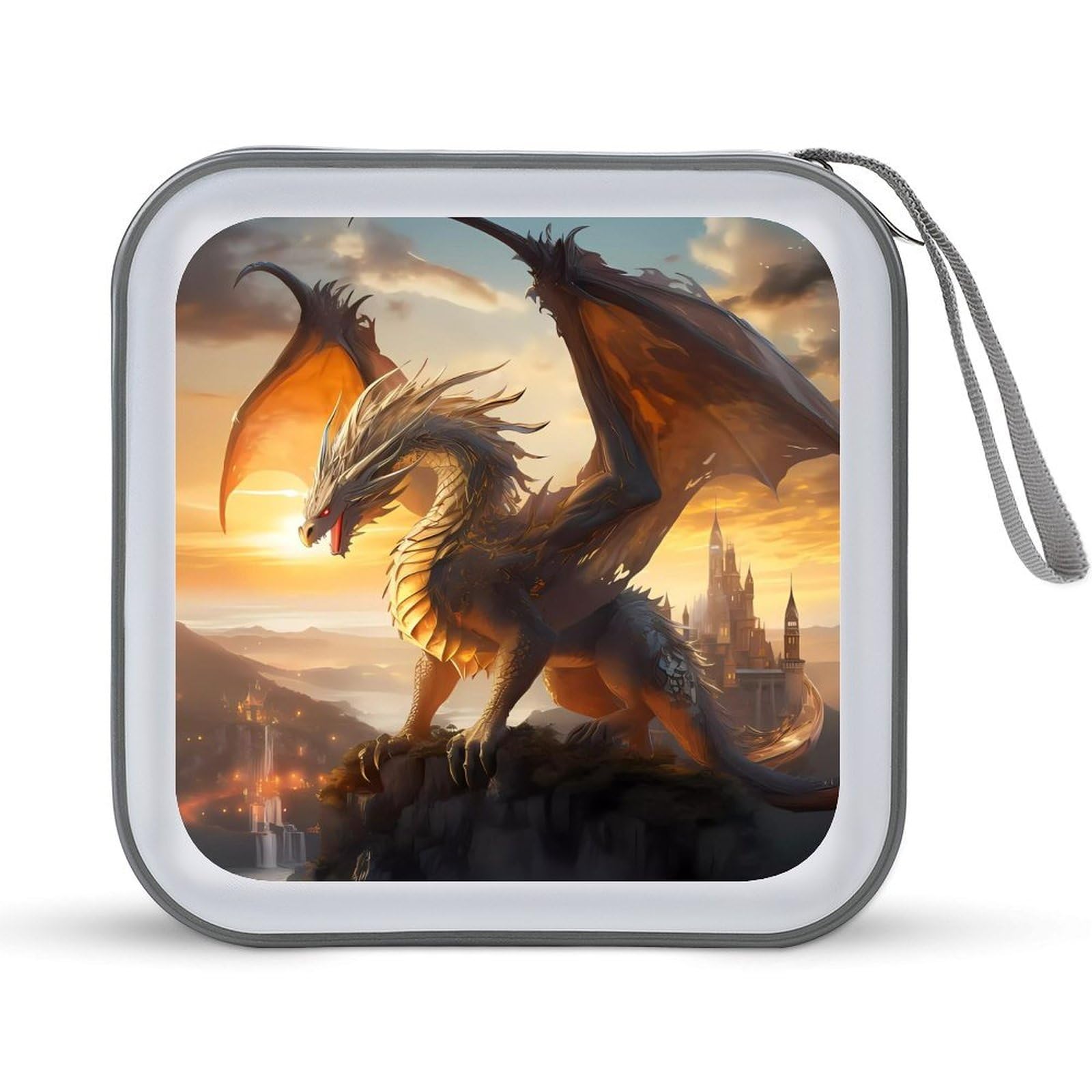 Fantasy Dragon Portable CD Case 40 Capacity DVD Storage Box Disc Collection Organizer Bag for Car Home Travel