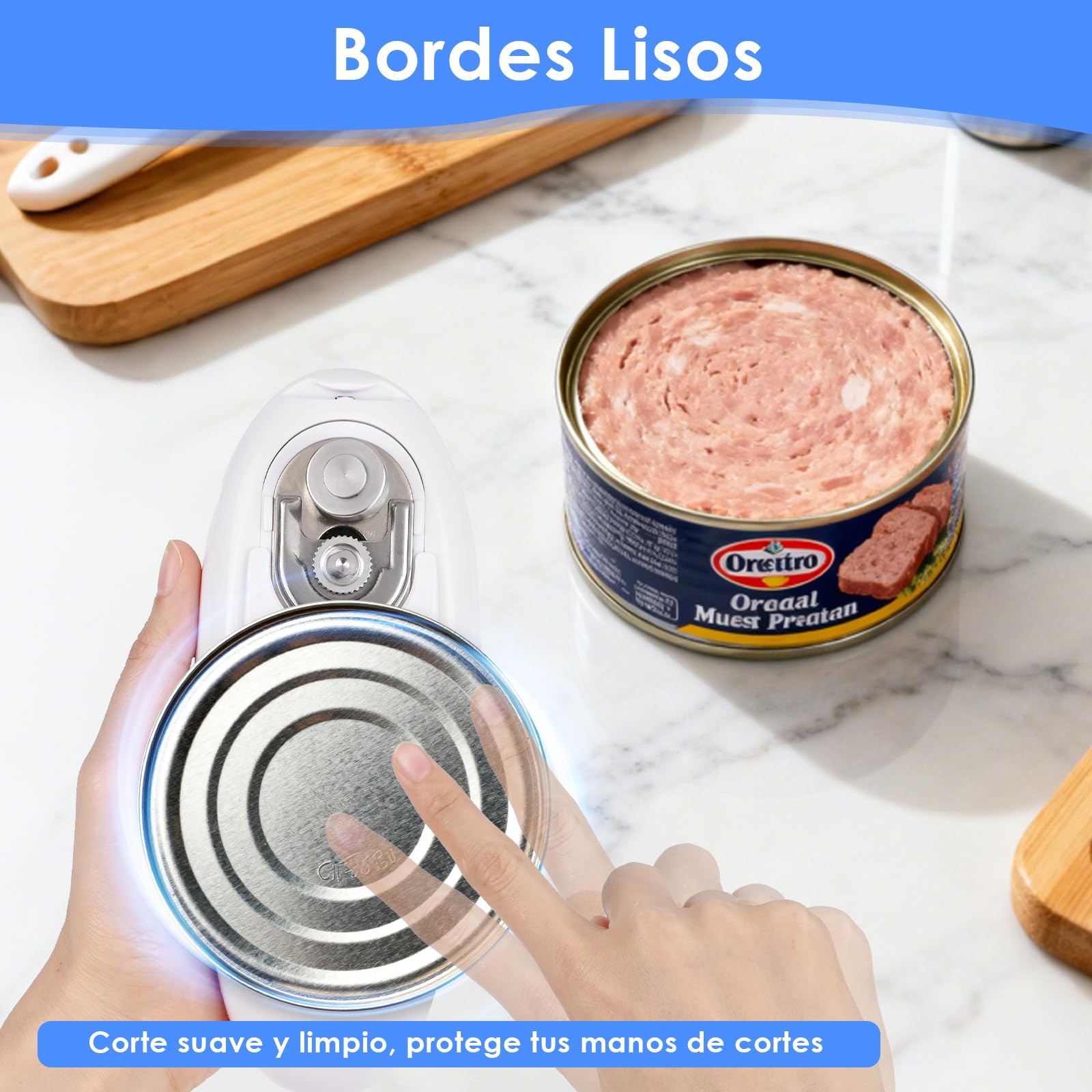 Abridor de Latas Eléctrico Automático, Abre Todo Tipo de Latas con Solo Pulsar un Botón - Ideal para Cocineros, Mayores, Niños y Personas con Movilidad Reducida