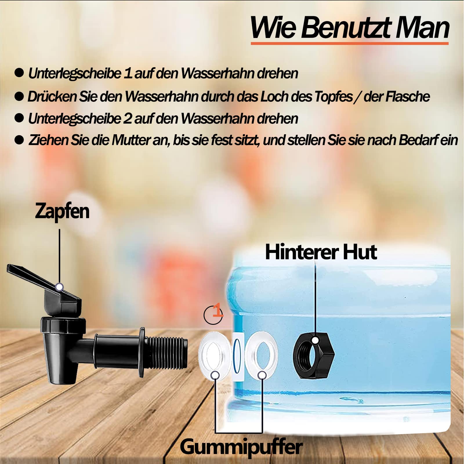 Rubinetti Per Distributore Bevande - Set Di 2 In Plastica PP (Nero E Bianco) - Foto 8