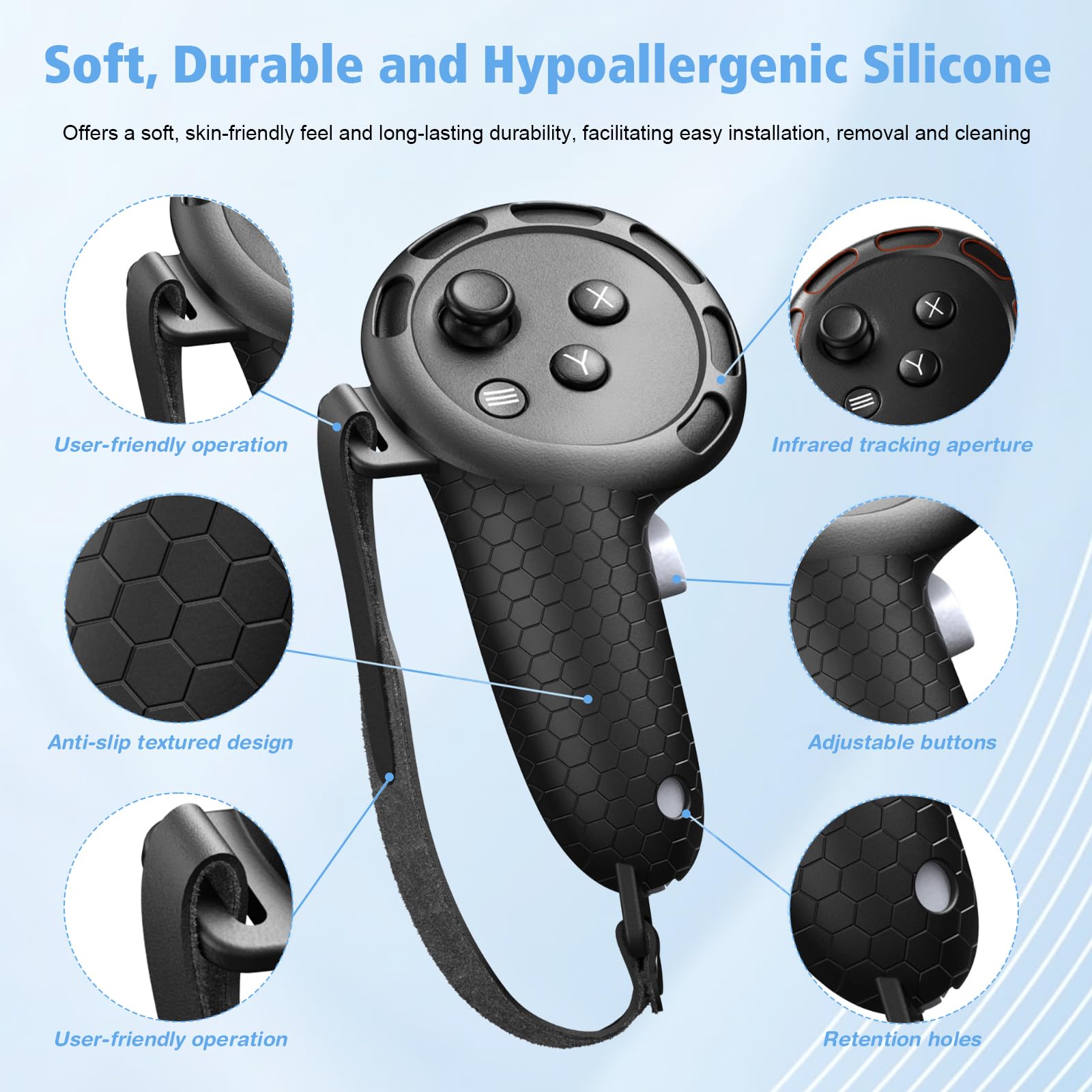 Silikon Cover Set für Meta Quest 3S, 7 Stücke Meta Quest 3S Zubehör Set | Silikon VR Case & Controller Griffe,Silikon Gesichtsabdeckung, Objektivabdeckung, Anti-Rutsch,Stoßdämpfung,Kratzfest