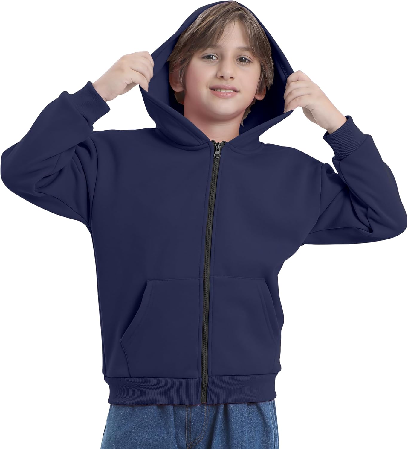 BIG ELEPHANT Kids' Fleece Lined Zip Up Hoodie – Warm Boys' Winter Jacket with Kangaroo Pockets, Soft Cotton School Sweatshirt - Image 5