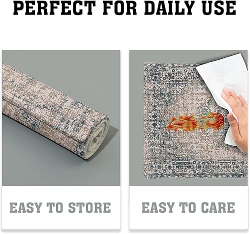 Miniatura 6 de Juego de 4 manteles individuales étnicos bohemios, estilo vintage, de lino gris, lavables, resistentes a las manchas, resistentes al calor,