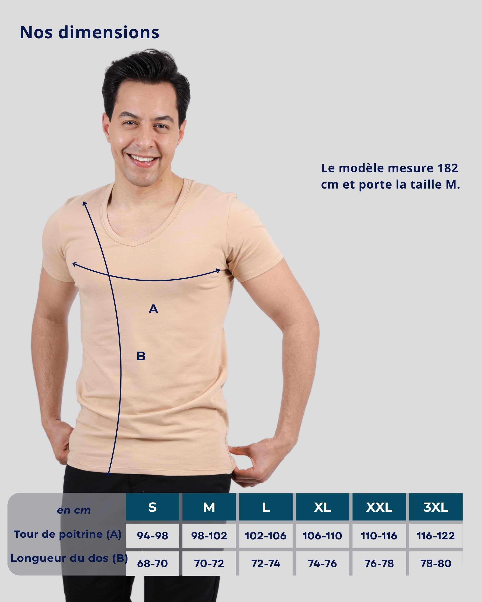 SKIPPER Lot de 3 T-Shirts Homme Col V Profond – Coton Stretch Premium, Coupe Ajustée – Invisible sous Chemise – S–3XL