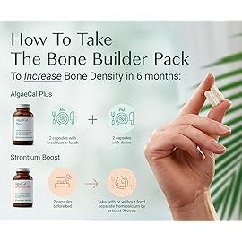 AlgaeCal - Bone Builder Pack for Bone Density Increase, Clinically Supported Plant Based Calcium Supplement & Strontium, Vitamins K2 (100mg), D3 (1600 IU), Magnesium & 16 Essential nutrients