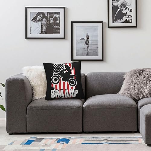 Miniatura 2 de SEAEAGLE Funda de almohada decorativa de doble cara con la bandera de Estados Unidos, diseño de motocross, para sofá