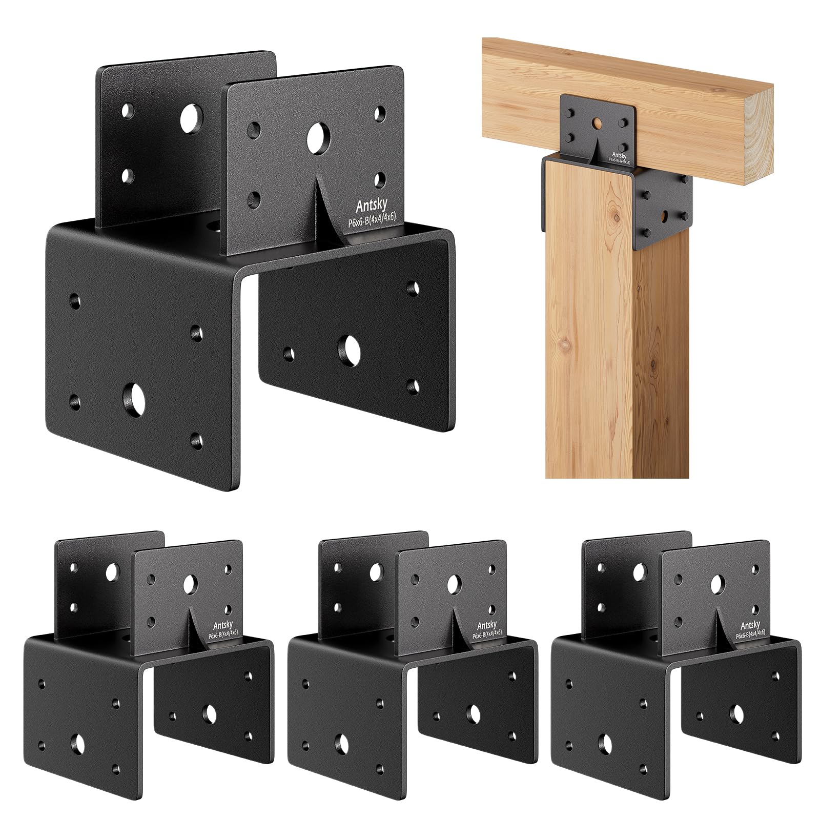 Connecteur d'ancrage de poutre et support de base de poteau en acier inoxydable 15x15cm x4