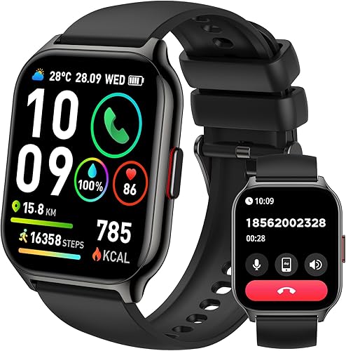 SKG Reloj inteligente para hombres y mujeres (respuestahacer llamadas) 1.95 pulgadas Smartwatch para Android iPhone, 123+ rastreador de fitness