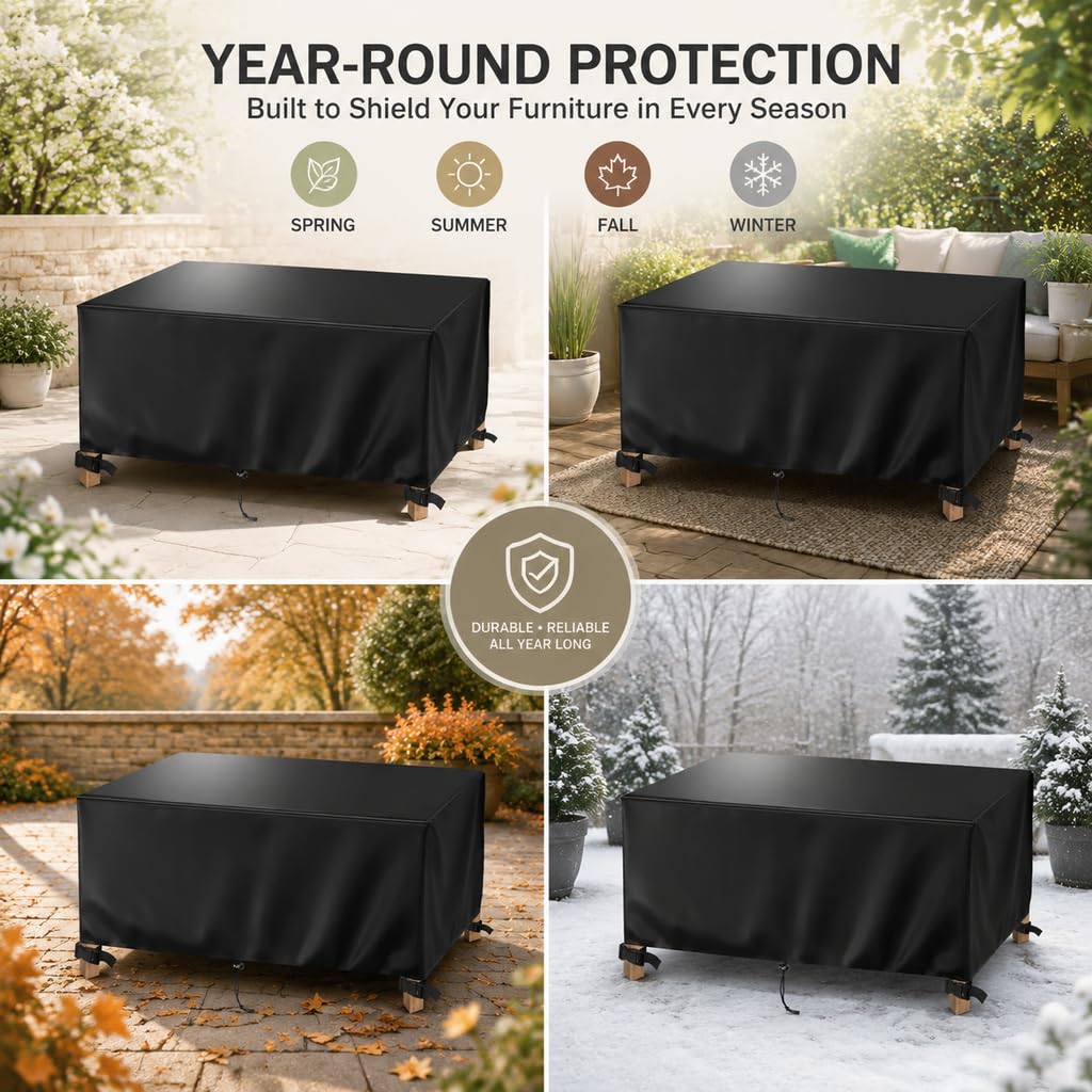 Housse Salon de Jardin Exterieur Imperméable 242x182x100cm Housse Table de Jardin, Oxford 420D Résistant à la Vent Pluie UV Déchirure Indéchirable Bache de Protection Exterieur, Noir