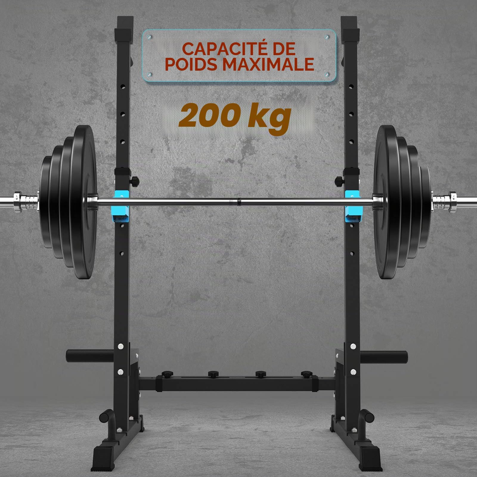 Cages de Squat Support pour Barre de Musculation Multifonction porte-haltères hauteur règlable Manivelle à barre parallèle gymnase à la maison