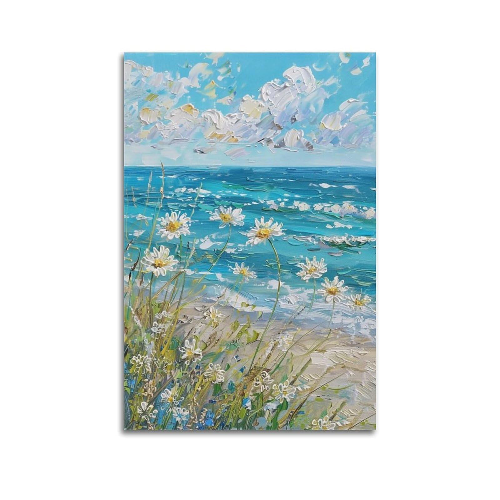 HUERYRYHY Ocean Chamomile Days 04 Poster Wall Art Canvas Vintage Aesthetic Painting Decor for Rooms 08x12inch Unframe-style