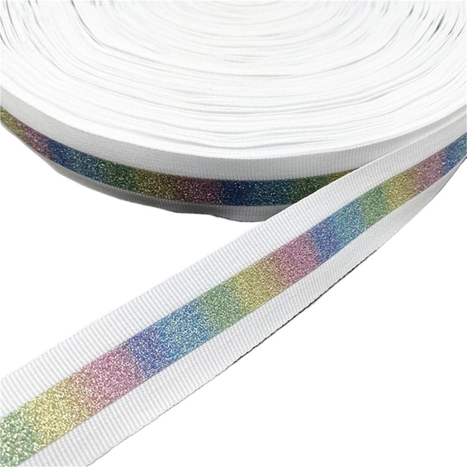 MRVAKDYDI Elastic Reflective Tape for Clothing, Reflective Sewing Ribbon Grosgrain For Clothing Multicolor 25mm x 5 yards(Color-07)