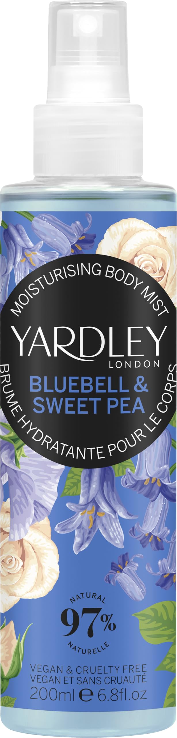Yardley London Bluebell and Sweetpea Body Mist, Bluebell Body Fragrance for Women with Notes of Citrus and Bergamot, Moisturising Body Mist with Vitamin E 200ml