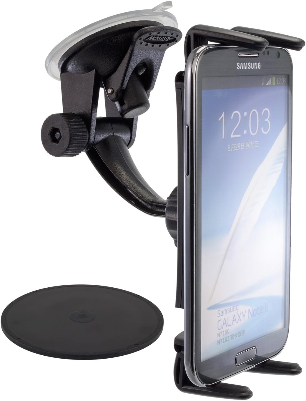 ARKON Windshield and Dash Suction Car Mount Holder & Phone and Midsize Tablet Holder for iPhone X 8 7 6S Plus iPad mini Galaxy S8 S7 Note 8 Retail Black